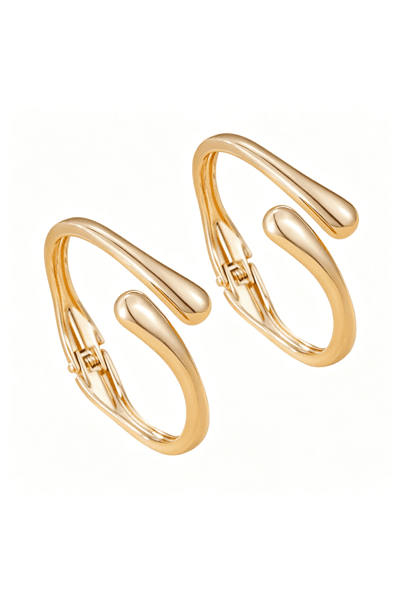 2 Pcs Teardrop Cuff Bangle Bracelets for Women-18K Gold&Silver&Rose Gold Plated Chunky Open Tear Twist Wrap Bracelet Set,Adjustable Trendy Modern Jewelry