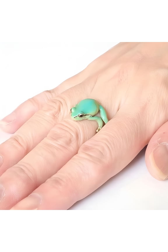 2 Pcs Tree Frog Ring for Women Cute Frog Rings,Blue Green Frog Ring,Adjustable Open Creative Frogs Shaped
