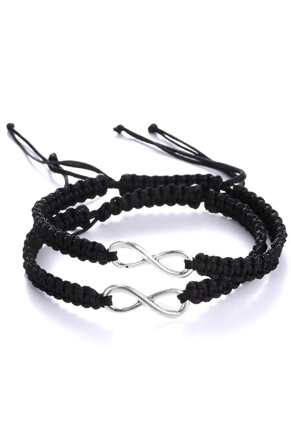 2 Pcs for Infinity Love Couple Bracelets Figure 8 Adjustable Braided Ropes Matching Bracelets Braided Kit for Friendship
