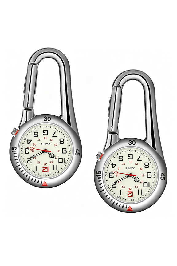 2 Pieces Clip on Quartz Watch Backpack Fob Belt Glow in the Dark Unisex Pocket Watch with White Dial for Doctors Nurses Outdoor Activities Practical Tool Pocket Watch