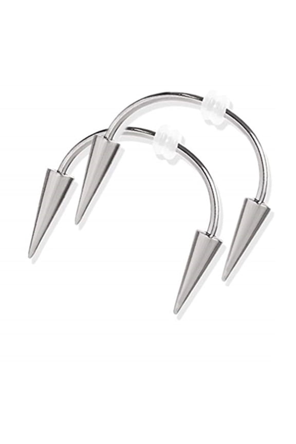 2 Pieces Cool Silver Tragus Helix Body Piercing Jewelry,Surgical Steel Spiked Lips Hoop Rings for Women,Lip Rings for Women