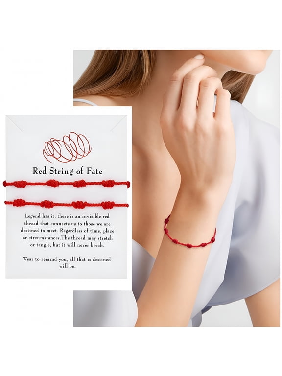 2 Pieces Red String Bracelets Adjustable Red Knot String Bracelet For Protection And Good Luck For Friendship
