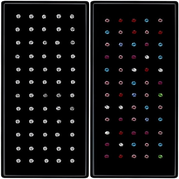 DESIGNICE 2 Sets 120 Pcs Stainless Steel Nose Ring Body Piercing Nose Bone Stud Nose Hoop Crystal Hypoallergenic White+Multicolor