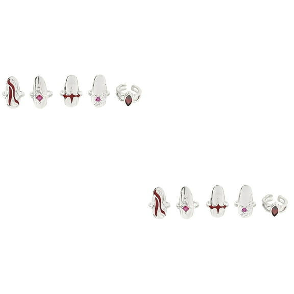 DESIGNICE 2 Sets Nail Ring Fingernails Ring Nail Tip Ring Fashion Nail Jewelry Finger Decor