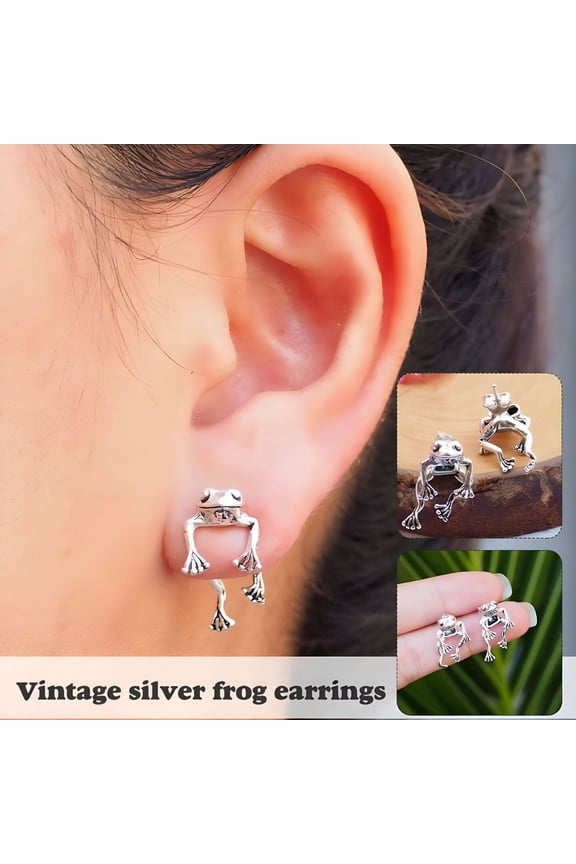 2 Way Frog Earrings for Frog Lover Jewelry Retro Stud Detachable Earrings Gift for Women