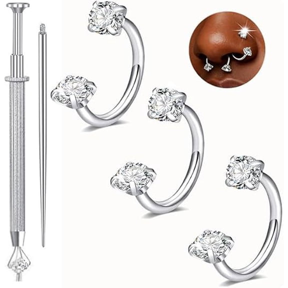 DESIGNICE 20/16/18G Piercing Taper Internal Threaded Piercing Taper Insertion Threader Tool Threadless Jewelry Changing Tool Horseshoe Nose Ring Labret Earring Studs Applicator Piercing Ball Grabber