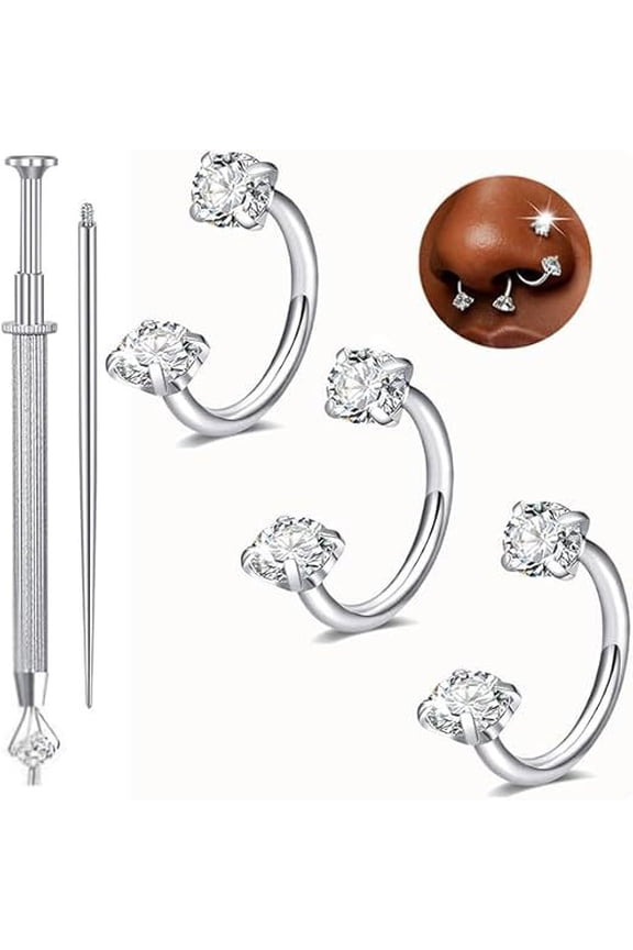 20/16/18G Piercing Taper Internal Threaded Piercing Taper Insertion Threader Tool Threadless Jewelry Changing Tool Horseshoe Nose Ring Labret Earring Studs Applicator Piercing Ball Grabber