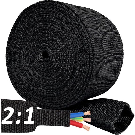 DESIGNICE 20 Ft 3/4 Inch 2:1 Heat Shrinkable Braided Sleeving Heat Shrink Sleeve Abrasion Protection Flexibility Wiring Harness Cable Sheath Tubing Heat Shrinkable Sleeve