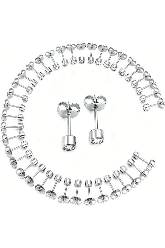20 Pairs Ear Piercing Stud Earrings for Ear Piercing Guns,4Mm Surgical Stainless Steel Cubic Zirconia Stud Earring Set