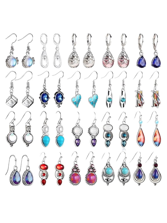 20 Pairs Vintage Crystal Dangle Earrings Set for Women, Hypoallergenic Alloy Jewelry for Weddings, Parties, Banquets