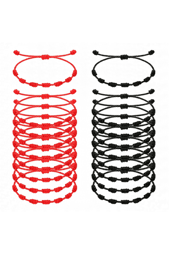 20 Pcs Red Protection Good Luck Bracelet Red String of Fate Adjustable Bracelet Braided Knot Kabbalah Rope for Lover Couple Friend Women Men, Lucky Red Bracelet