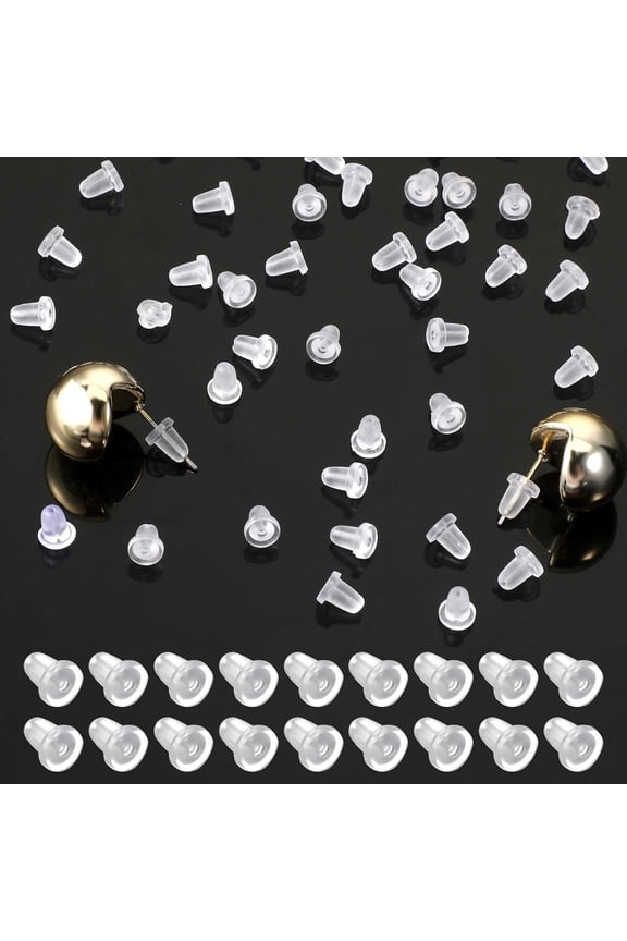 200 Pack Earring Backs Rubber, Earring Backs Replacements, Soft Clear Silicone EarringBack for Studs, Post, Hoop, Fishhook Earrings