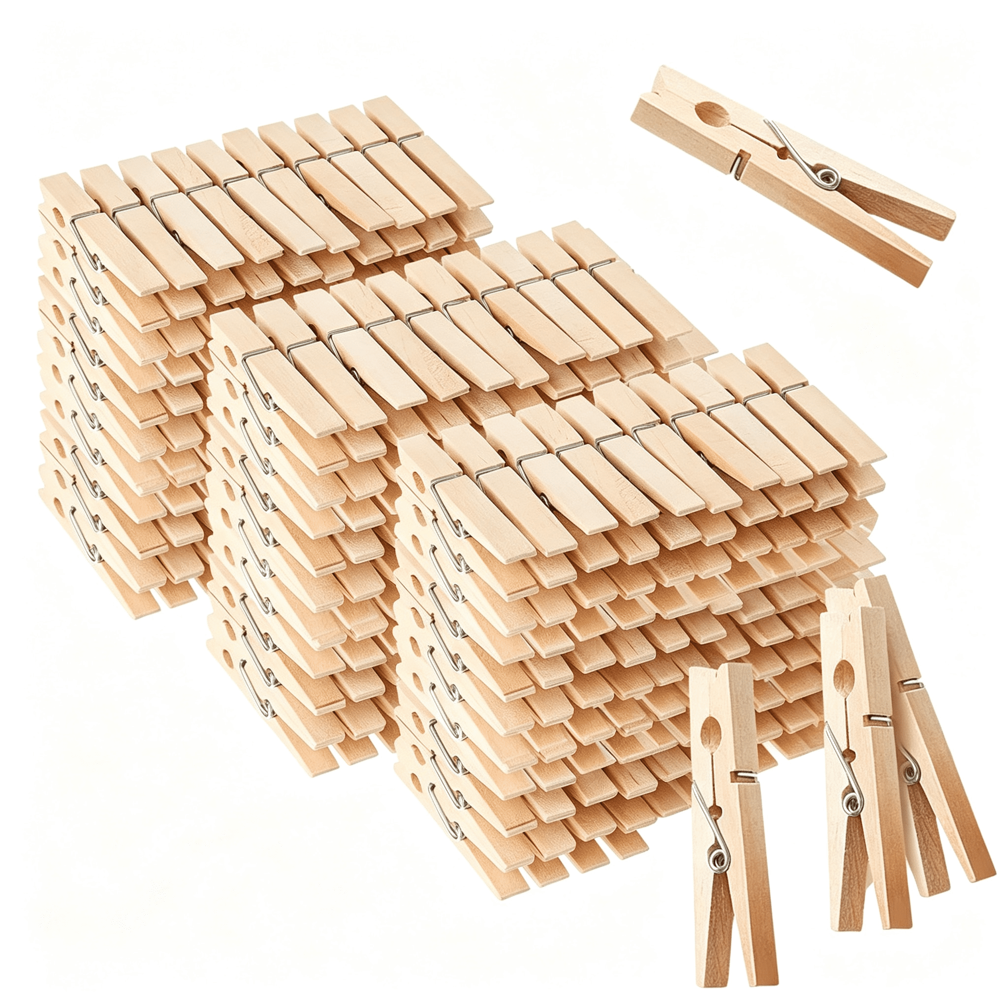 DESIGNICE 200 Pcs Large Wooden Clothes Pins 2.9 Inch Heavy Duty Natural ...