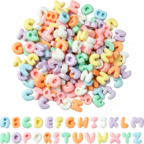 DESIGNICE 200 Pcs Mixed Styles Colorful Letter Resin Cabochons Alphabet No Hole Bead for Diy Jewelry Making Scrapbooking Embellishment Craft Art Nail Alphabet Beads
