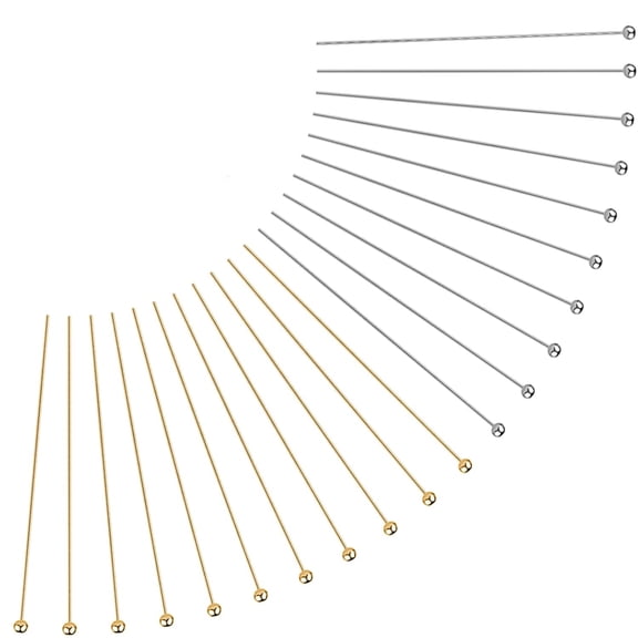 DESIGNICE 200Pcs Head Pins for Jewelry Making,70Mm Ball Head Pins for Diy Crafts Earring Necklace Pendant Bracelet Jewelry Making Head Pins (Silver + Gold)