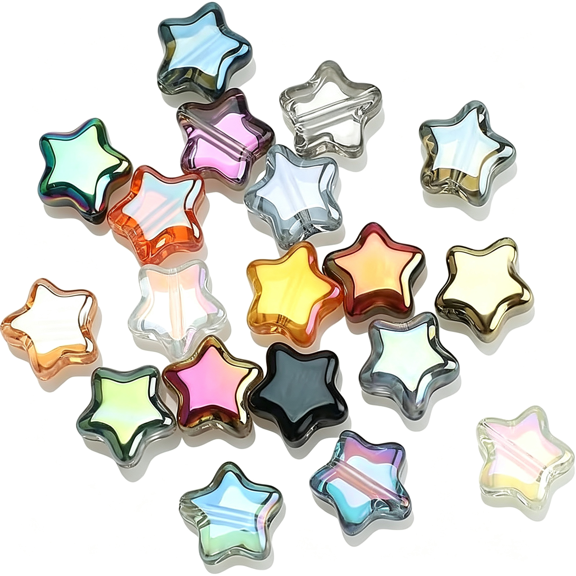 DESIGNICE 200Pcs Star Beads, 8Mm Glass Star Beads, Electroplated Beads | Star Shaped Beads, Spacer Beads, Jewelry Bracelet Necklace Making, Diy Craft, 200Pcs 8Mm Glass Star Beads