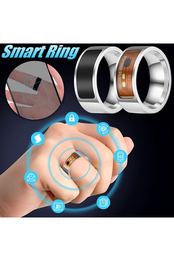 2024 New Rings for Women NFC Mobile Phone Smart Stainless Steel Wireless Radio Frequency Communication Water Resistance Jewelry Gifts for Her Brown