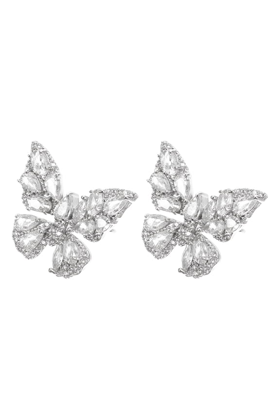 2026 New 1 Pair Butterfly Clip on Earrings Rhinestone Ear Cuffs Sparkly Earrings Non-Pierced Earrings for Party,Festival,Casual,Date