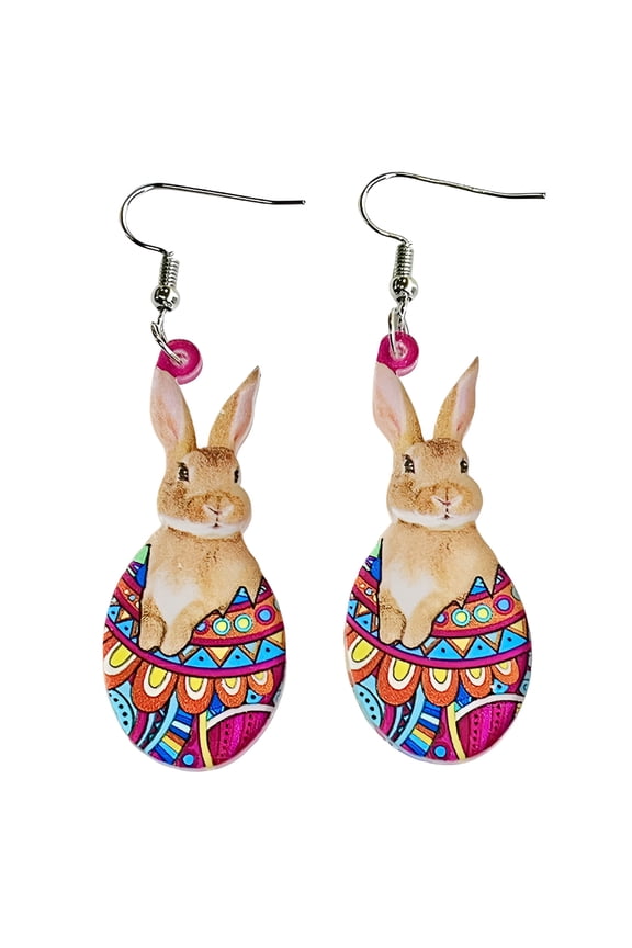 2026 New 1 Pair Dangle Earrings Printing Delicate Patterns Cartoon Adorable Piercing Ear Ornament Fine Workmanship Acrylic Easter Bunny Pet Earrings Women Jewelry