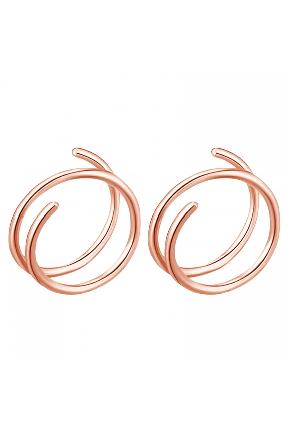 2026 New 1 Pair of Nose Rings (2 Earrings) Nose Rings Stainless Steel Spiral Nose Ring Double Hoop Nose Piercing Earrings for Daily,Party,Festival,Casual (Rose Gold)