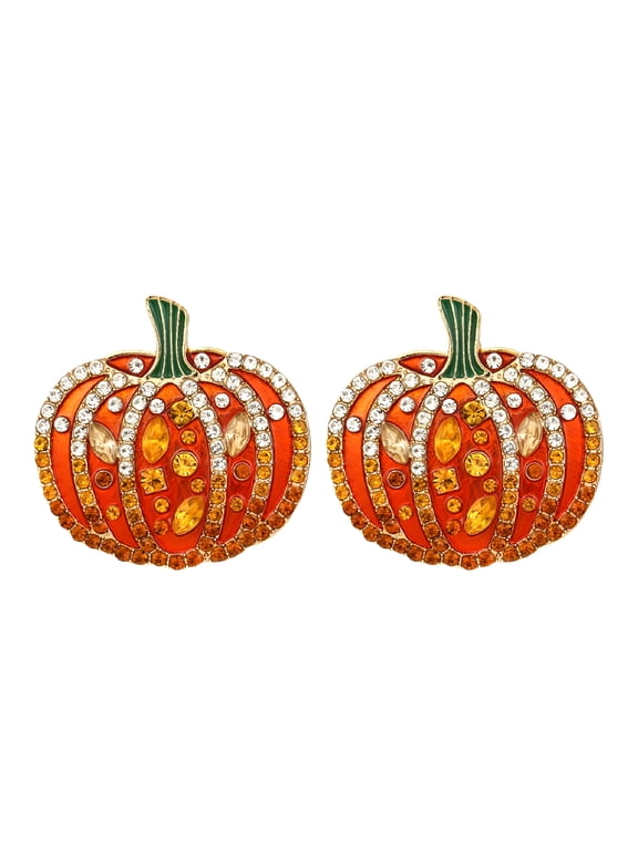 2026 New 1 Pair Pumpkin Earring for Orange Color Stud Earrings Metal Plating Process for Halloween Party,Costume Accessory,Fall Fashion,Casual Wear,Gift for Women,Festive Occasions