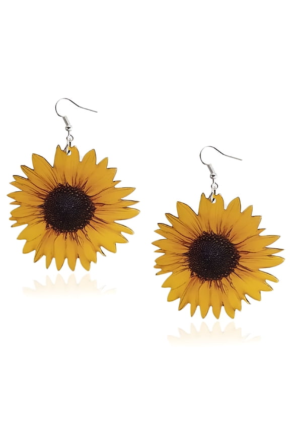 2026 New 1 Pair Wooden Sunflowers Earrings for Women Fresh Charming Lovely Cute Simplicity Style Daisy Flower Trendy Ear Studs