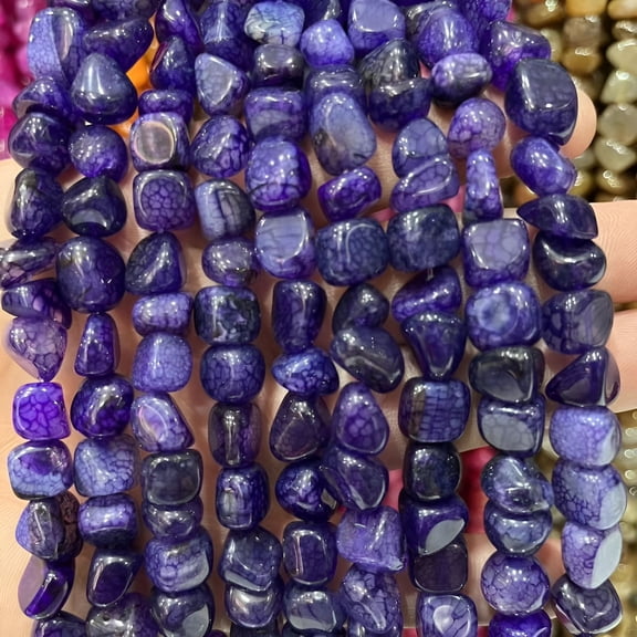 DESIGNICE 2026 New 1 Strand 8X10Mm Natural Dragon Vein Crackle Agate Nugget Beads Irregular Gemstone Strand for Diy Jewelry Making, Bracelet & Necklace Supplies