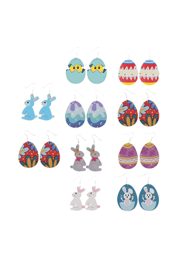 2026 New 10 Pairs Easter Theme Design Earrings Chic Ear Pendants for Woman for Party, Holiday, Casual, Festival, Gift (Mixed Style)