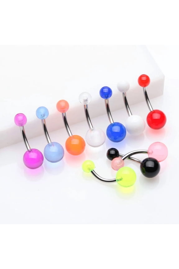 2026 New 10 Pcs Assorted Basic Uv Acrylic Belly Button Ring for Body Piercing, Fashion, Party, Casual, Gift