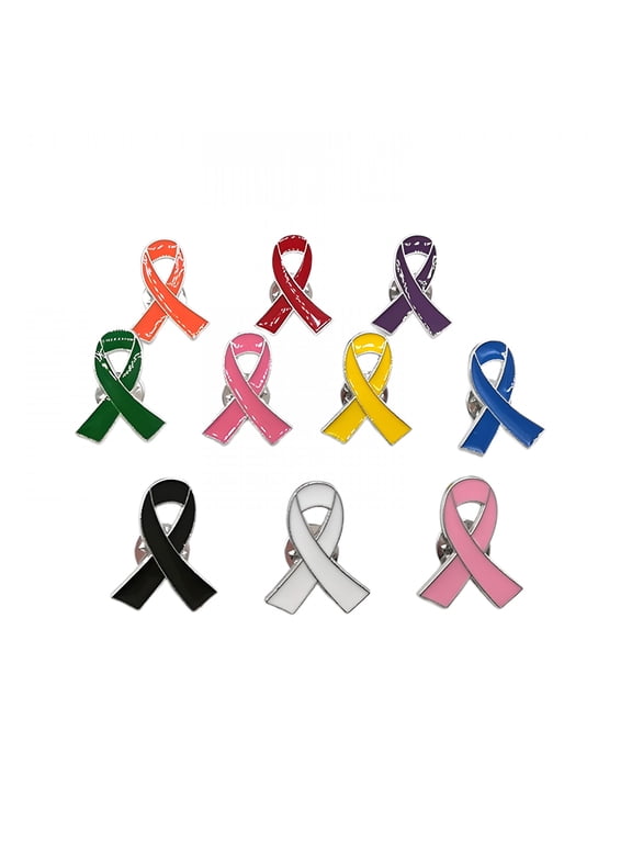 2026 New 10 Pcs Ribbon Lapel Pin Breast Cancer Awareness Brooch Hope Ribbon Pins Badge for Charity Event Supplies for Fundraiser,Walkathon,Seminar,Office,School
