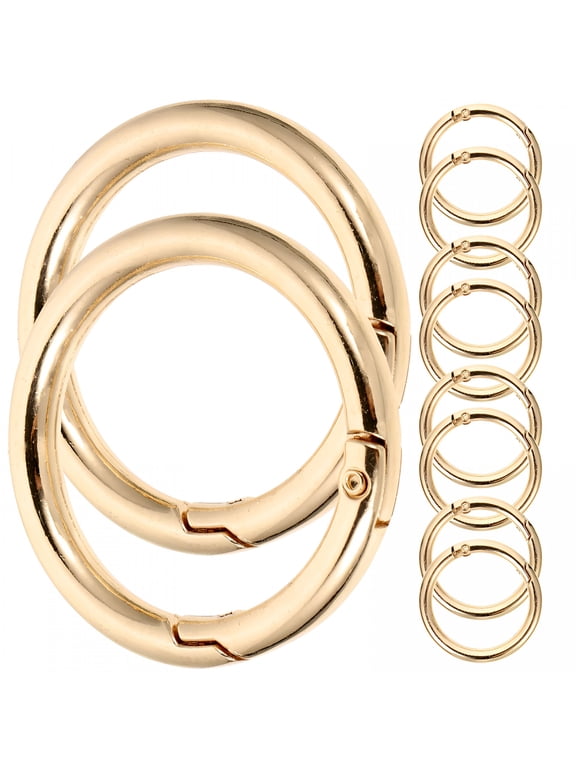 2026 New 10 Pcs Split Spring Buckle Key Rings Flat Keychains Vintage Carabiner for Keys,Backpack,Diy Crafts,Travel Gold Key Ring Metal