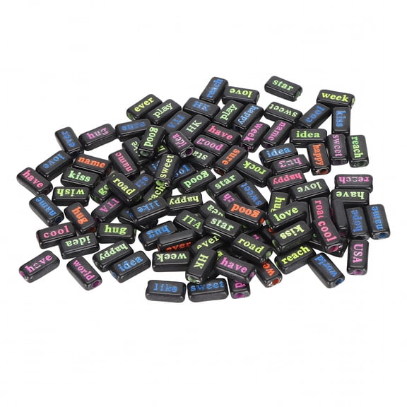 DESIGNICE 2026 New 100Pcs Alphabet Beads Plastic Perforated Mixed Color Letter Rectangular Jewelry Accessories for Diy Crafts, Jewelry Making, Personalized Gifts, School Projects, Creative Designs.