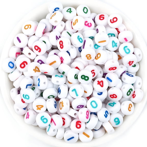 DESIGNICE 2026 New 100Pcs Colorful Acrylic Number Spacer Beads - for Jewelry Making & Crafts, Diy Projects, Bracelet Making, Necklace Design, Craft Activities, Kids' Crafts, Party Decorations