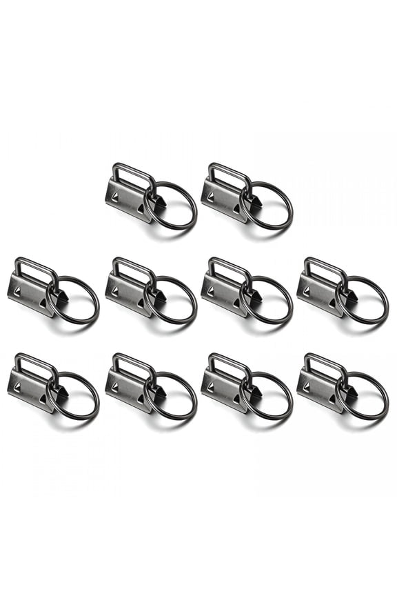 2026 New 10Pcs Key Fob Hardware Keychain Split Ring Wrist Wristlets Cotton Tail Clip Ribbon Leather Clip Foldover Connectors for Keys,Backpack,Diy Crafts,Travel Supplies