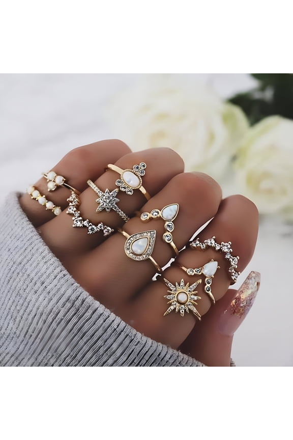 2026 New 10Pcs Knuckle Stacking Rings Boho Vintage Stackable Gold Silver Midi Rings Set, Daily Wear, Casual Outfits, Summer Festivals, Boho Style, Party Accessories