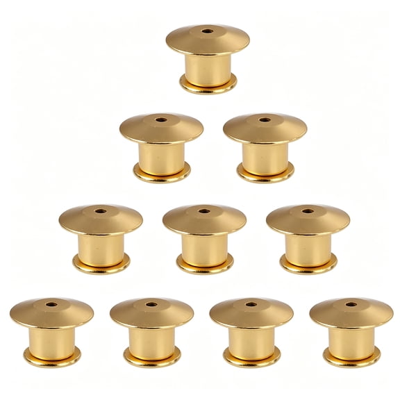 DESIGNICE 2026 New 10Pcs Locking Pin Backs Metal Locking Clasp Pin Keepers for Displaying Badge Books Hats Bags for Badge,Book,Hat,Bag(Gold)