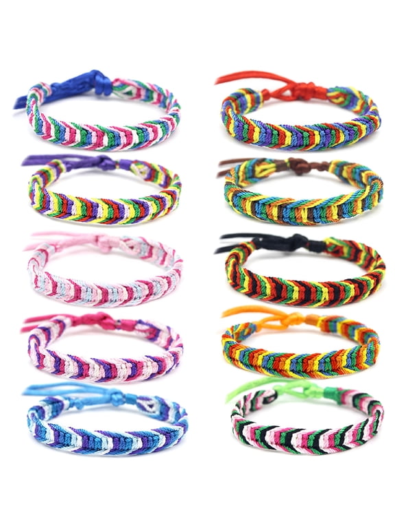 2026 New 10Pcs Mixed Color Adjustable Handmade Colorful Friendship Bracelets for Boys and Girls for Daily Wear,School,Party,Festival,Gift