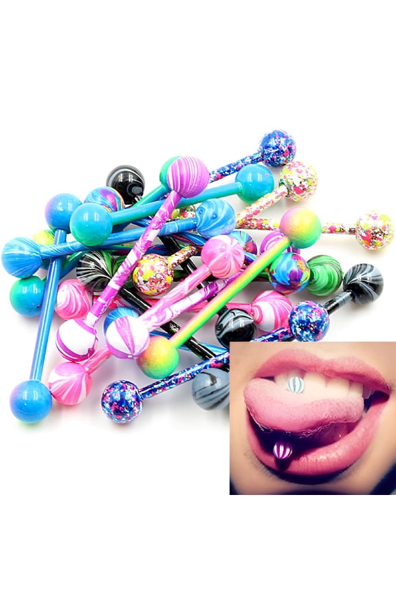 2026 New 10Pcs/Set Stainless Steel Ball Barbell Tongue Rings Nipple Piercing Body Jewelry for Parties, Festivals, Cosplay, Everyday Wear