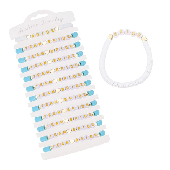 DESIGNICE 2026 New 12 Bride Beaded Bracelets, Team Bride Bridesmaids Bead Bracelet Preppy Bracelet for Bachelorette Party Favors, Bridesmaid Proposal Gifts - Blue