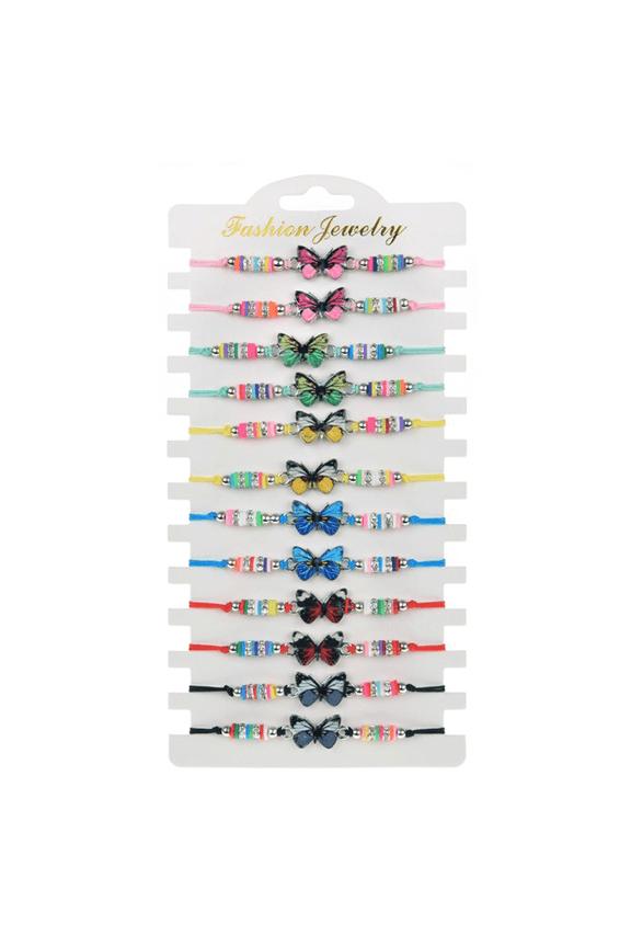 2026 New 12Pcs Bracelets for Women Layered Colorful Friendship Bracelet Set Bracelets for Teen Girls Gift Choice Charm Bracelet Boho Birthday Gifts for Women Butterfly