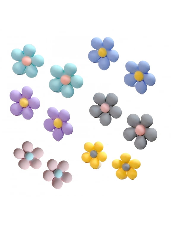 2026 New 12Pcs Colorful Flower Shoe Charms,Matte Resin Croc Jibbitz,Multi-Purpose Accessory for Hair Ties and Decorations, for Shoes, Bags, Accessories, Crafts, and Personalizing Items.