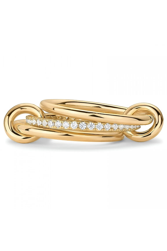 2026 New 14K Gold Plated Interlocked Stackable Rings for Women | Statement Multi Ring Mixed Metals Stack | Cubic Zirconia Two-Toned Stacking Jewelry for Parties, Weddings, Everyday, Gifts