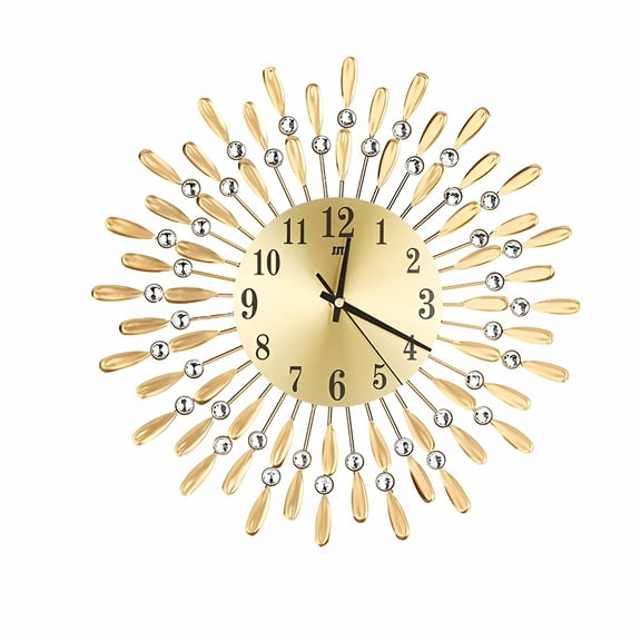 DESIGNICE 2026 New 15In Wall Clock for Living Room Decor Quiet Petals Dial Wall Clock Black Bedroom Gold
