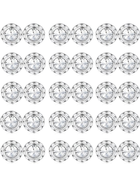 2026 New 15Pairs Rhinestone Earrings for Women Competition Performance Ballet Stud Earrings Stainless Steel Round Acrylic Stone Inside Rhinestone Crystal Halo Earrings Set