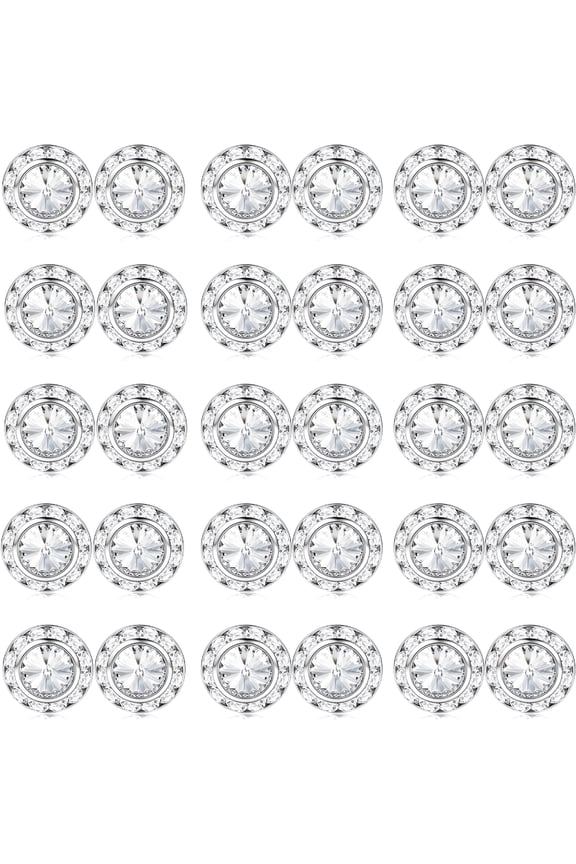 2026 New 15Pairs Rhinestone Earrings for Women Competition Performance Ballet Stud Earrings Stainless Steel Round Acrylic Stone Inside Rhinestone Crystal Halo Earrings Set