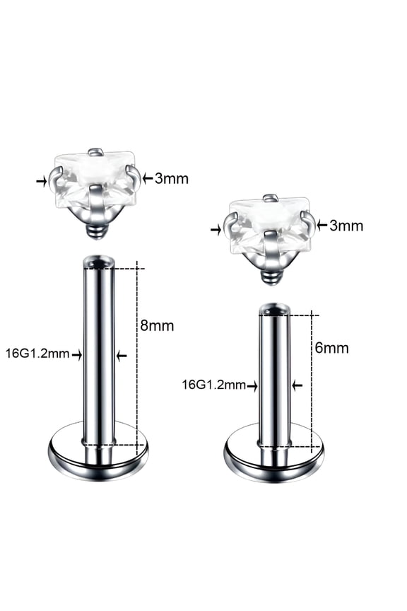 2026 New 16G 3*6Mm Internally Threaded Lip Rings Stainless Steel Flat Back Nose Rings Studs Tragus Helix Conch Cartilage Lobe Earrings Stud Piercing Jewelry,Silver a 4Pcs