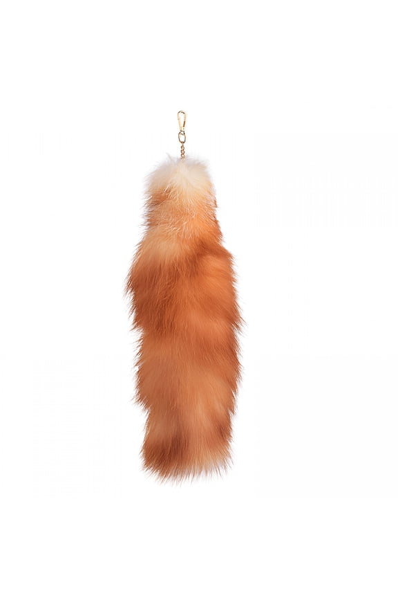 2026 New 19.7Inch Animal Fake Fox Tail Shaggy Faux Fur Tail Realistic Keychain Decorative Therian Tail for Handbag Backpack Cosplay Fox Keychain