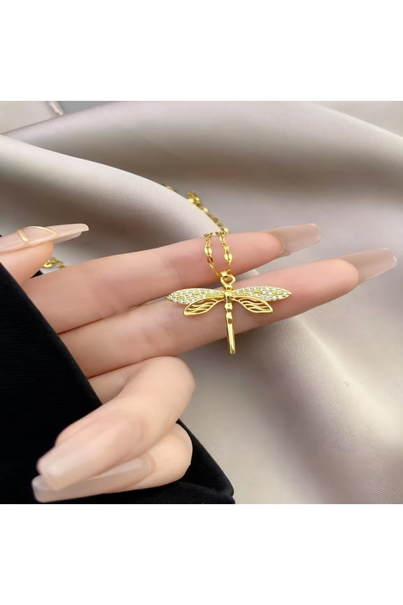 2026 New 1Pc Rhinestone Dragonfly Decor Chain Necklace for Women Jewelry for Women Gift for Party Date Wedding Everyday