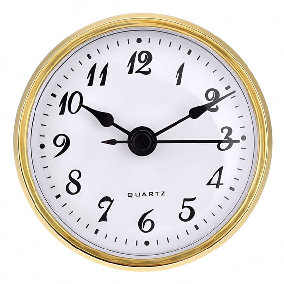DESIGNICE 2026 New 2.8"/ 70 Mm Round Quartz Clock Insert,Clock Movement Insert,Gold Trim,Spade Second Hand,Arabic Numeral,Quartz Movement