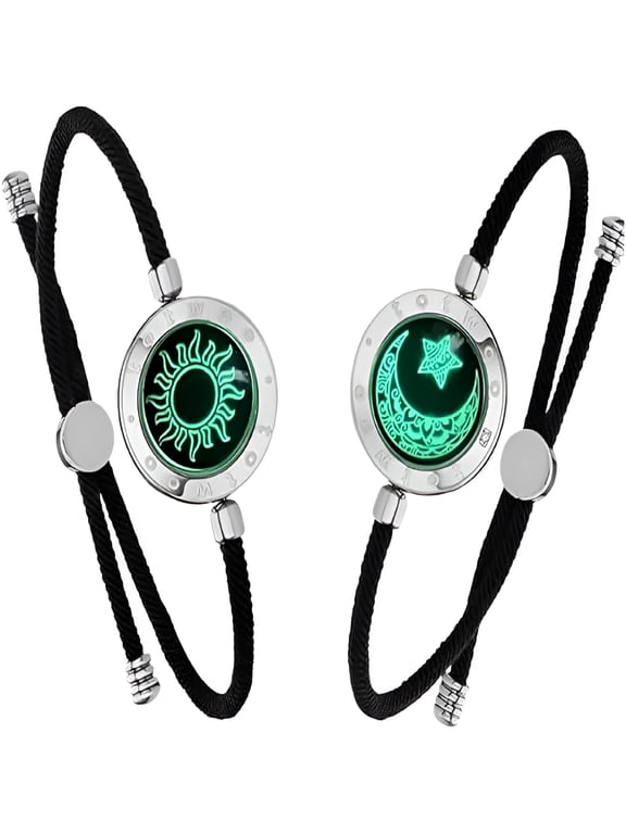 2026 New 2-Pack Magnetic Sun&Moon Bracelets Luminous Couples Jewelry for Long-Distance Love,Matching His Hers Bracelets,Romantic Gift for Anniversary Valentine Day